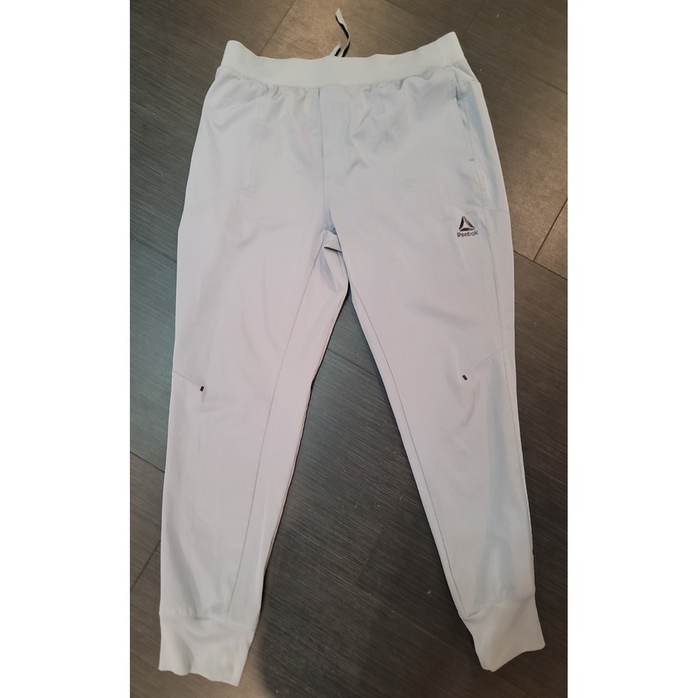 Reebock Performace Joggers Pants L light gray elastic waist tapered legs Pockets